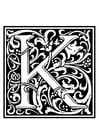 Kleurplaten decoratief alfabet - K