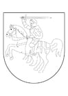 Kleurplaten ridder te paard in schild