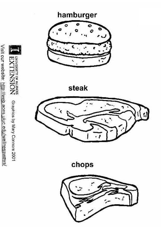 Kleurplaat hamburger-steak-koteletten